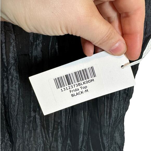 NWT Reformation Black Frida Crinkle Tank Top Medium Minimal Shell Camisole - Picture 7 of 9